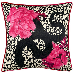 Serpentine 43x43 Feather Filled Cushion Black & Ruby - Canwell Interiors Limited - Riva