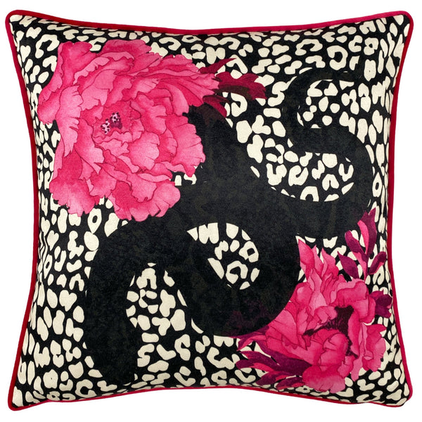 Serpentine 43x43 Feather Filled Cushion Black & Ruby - Canwell Interiors Limited - Riva