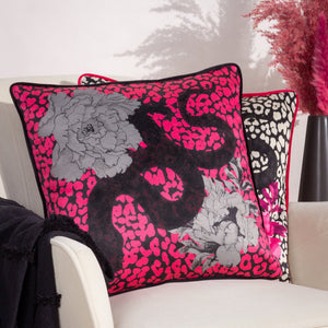 Serpentine 43x43 Feather Filled Cushion Pink/charcoal - Canwell Interiors Limited - Riva