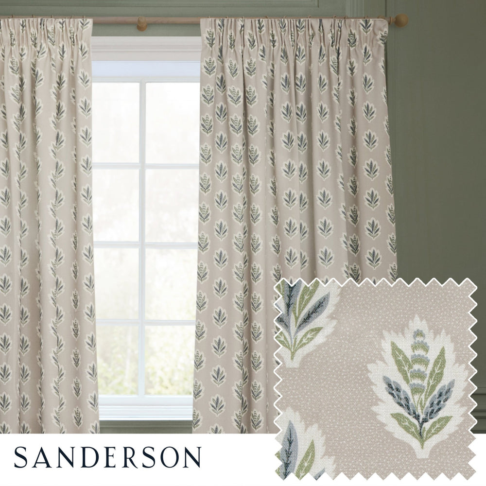 Sessile Leaf 228x137 Pencil Pleat Curtains Flax - Canwell Interiors Limited - Riva