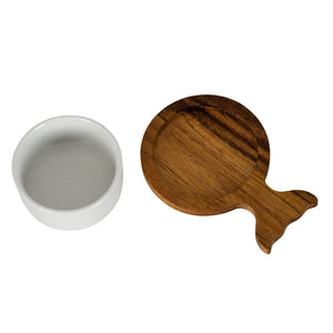 Set Of 4 Acacia Fishtail Serving Trays with Ceramic Bowls - Canwell Interiors Limited - Hills