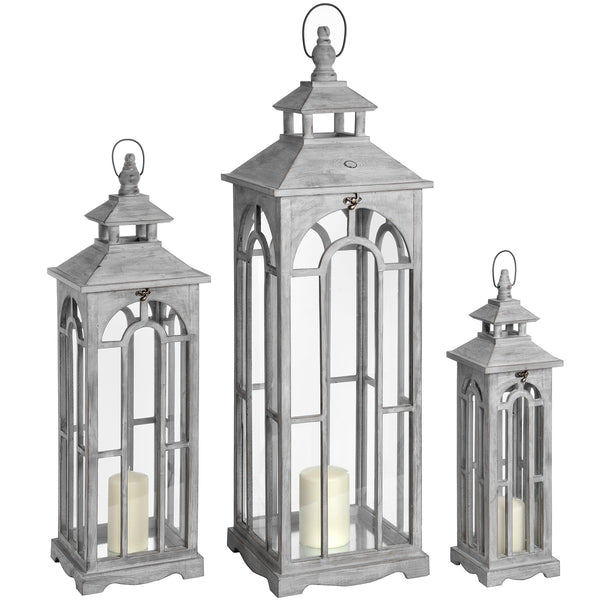Set of Three Wooden Lanterns with Archway Design - Canwell Interiors Limited - Hills