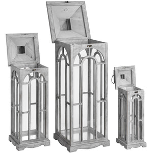 Set of Three Wooden Lanterns with Archway Design - Canwell Interiors Limited - Hills