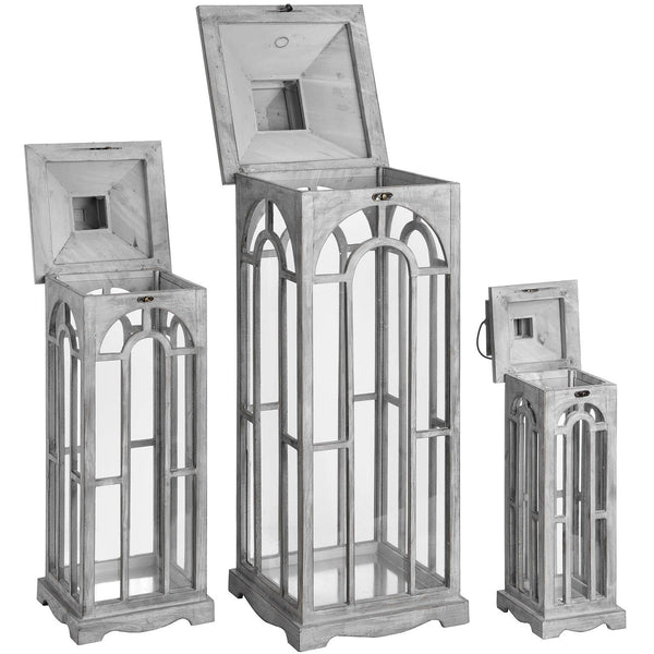 Set of Three Wooden Lanterns with Archway Design - Canwell Interiors Limited - Hills
