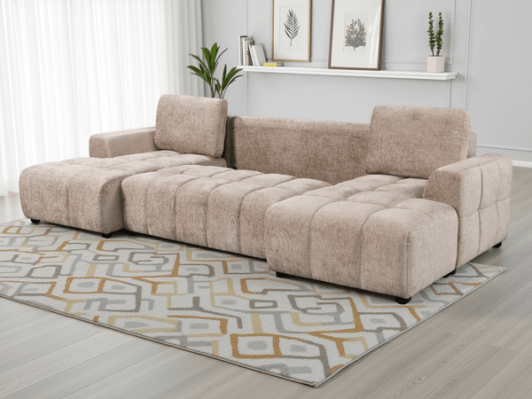 Shanghai Luxury Beige U Shape Corner Sofabed - XShowhome Limited - Xshowhome