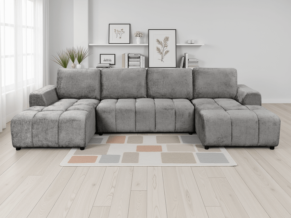 Shanghai Luxury Grey U Shape Corner Sofabed - XShowhome Limited - Xshowhome