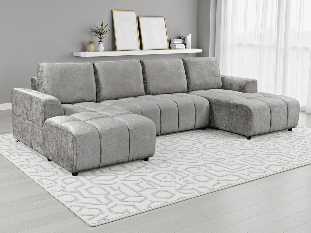 Shanghai Luxury Grey U Shape Corner Sofabed - XShowhome Limited - Xshowhome