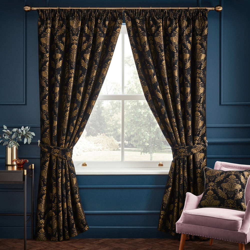 Shiraz Curtain 90x90 Pencil Pleat Curtains Black - XShowhome Limited - Riva