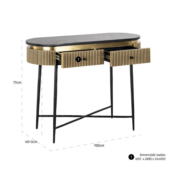 Sideboard Ironville gold - gold, Iron|Mdf|Brass|Black Marine Marble - Canwell Interiors Limited - Richmond