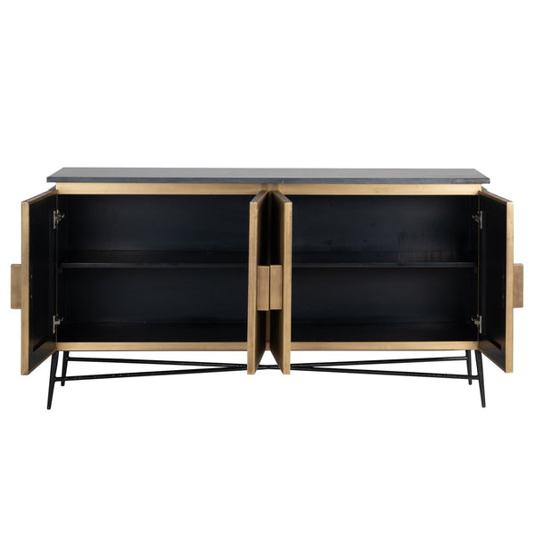Sideboard Ironville gold - gold, Metal|Iron|Mdf|Plywood|Black Marine Marble - Canwell Interiors Limited - Richmond