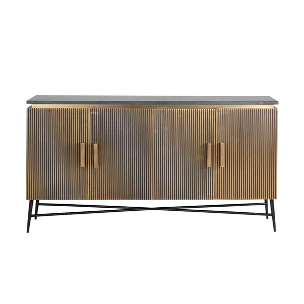 Sideboard Ironville gold - gold, Metal|Iron|Mdf|Plywood|Black Marine Marble - Canwell Interiors Limited - Richmond