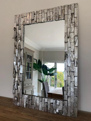 Silver Block Hand Carved Mirror - Canwell Interiors Limited - Xshowhome
