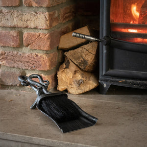 Silver Brushed Steel Crook Top Hearth Tidy Set - Canwell Interiors Limited - Hills