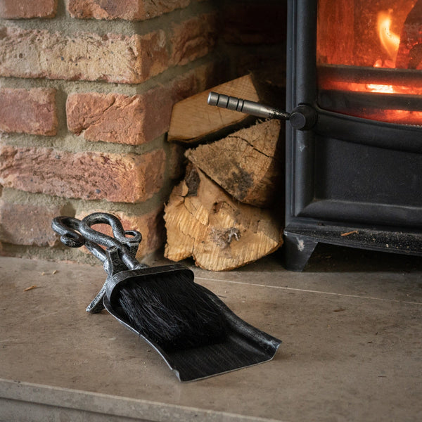 Silver Brushed Steel Crook Top Hearth Tidy Set - Canwell Interiors Limited - Hills