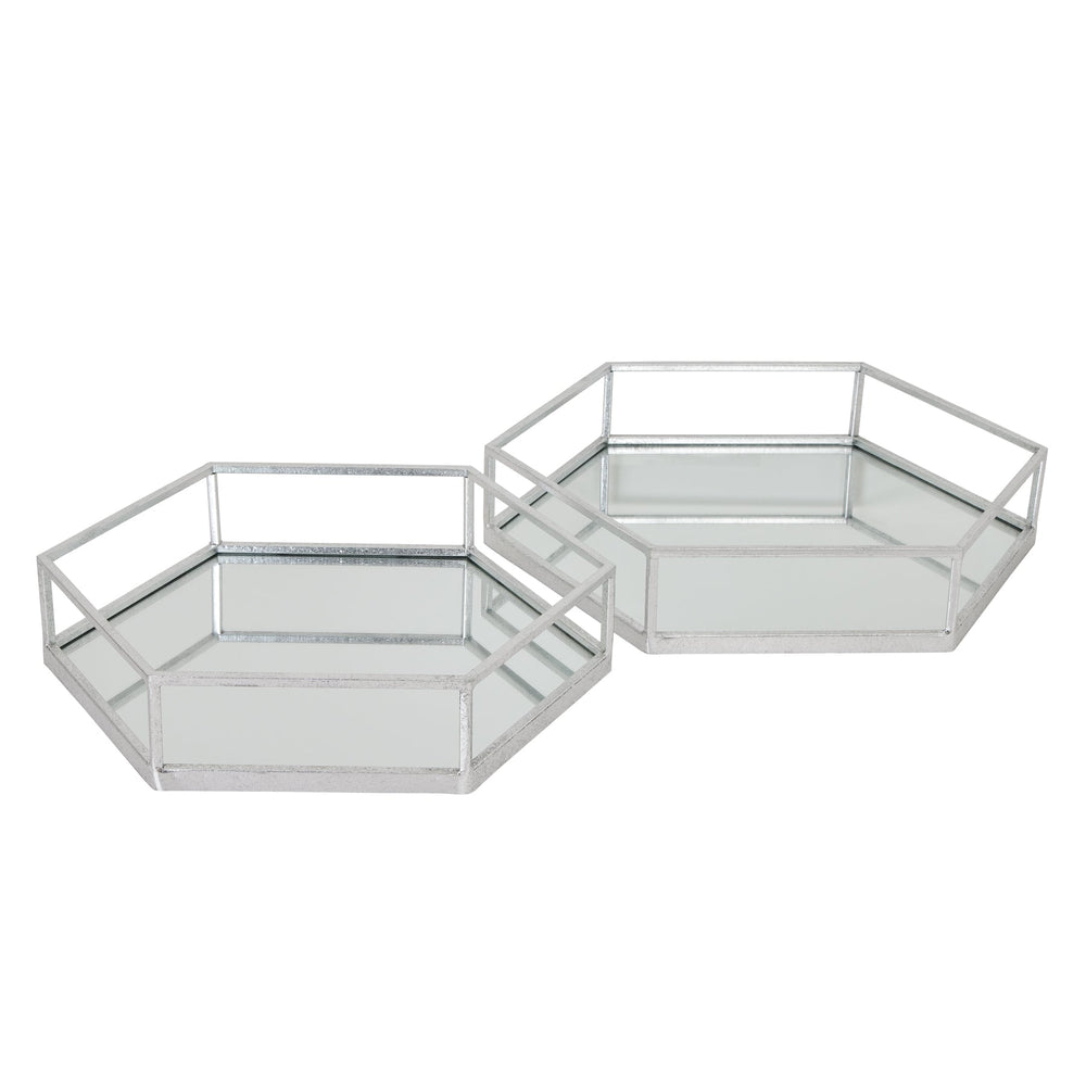 Silver Hexagon Set of Two Trays - Canwell Interiors Limited - Hills