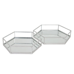 Silver Hexagon Set of Two Trays - Canwell Interiors Limited - Hills