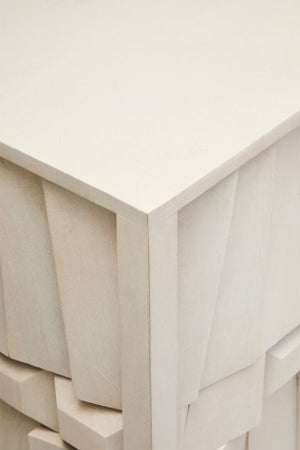 Sita Four Door Whitewash Mango Wood Abstract Sideboard - Canwell Interiors Limited - Xshowhome