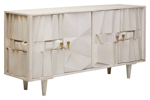 Sita Four Door Whitewash Mango Wood Abstract Sideboard - Canwell Interiors Limited - Xshowhome