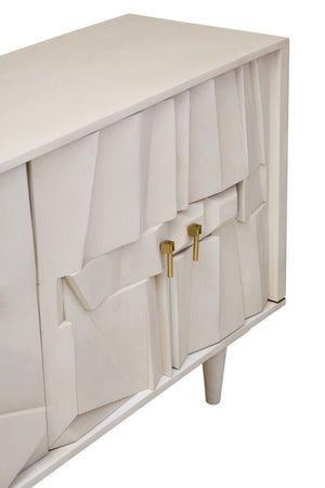 Sita Four Door Whitewash Mango Wood Abstract Sideboard - Canwell Interiors Limited - Xshowhome