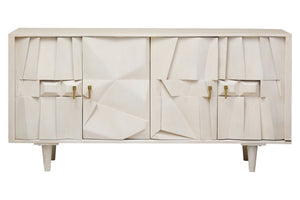 Sita Four Door Whitewash Mango Wood Abstract Sideboard - Canwell Interiors Limited - Xshowhome