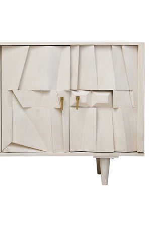 Sita Four Door Whitewash Mango Wood Abstract Sideboard - Canwell Interiors Limited - Xshowhome