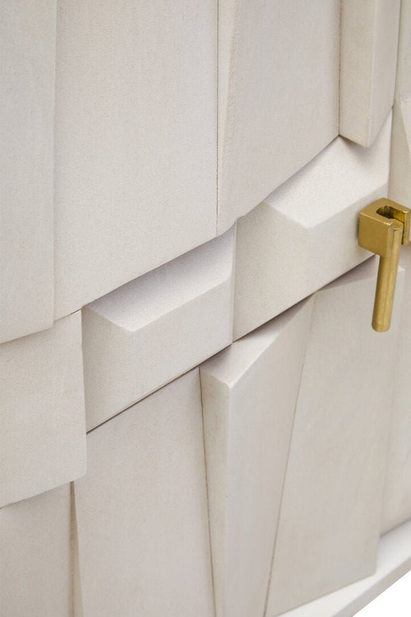 Sita Four Door Whitewash Mango Wood Abstract Sideboard - Canwell Interiors Limited - Xshowhome