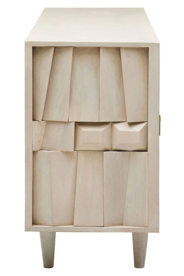 Sita Four Door Whitewash Mango Wood Abstract Sideboard - XShowhome Limited - Xshowhome