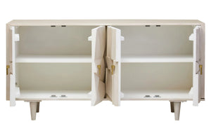 Sita Four Door Whitewash Mango Wood Abstract Sideboard - XShowhome Limited - Xshowhome