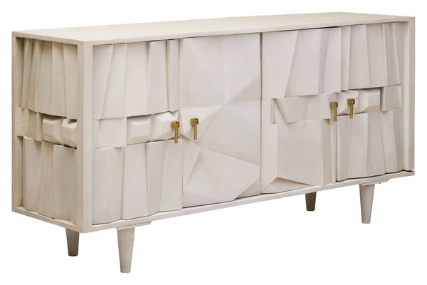 Sita Four Door Whitewash Mango Wood Abstract Sideboard - XShowhome Limited - Xshowhome