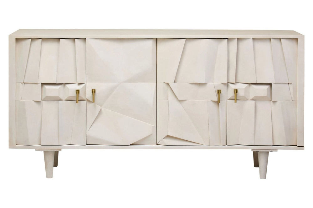 Sita Four Door Whitewash Mango Wood Abstract Sideboard - XShowhome Limited - Xshowhome