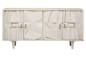 Sita Four Door Whitewash Mango Wood Abstract Sideboard - XShowhome Limited - Xshowhome