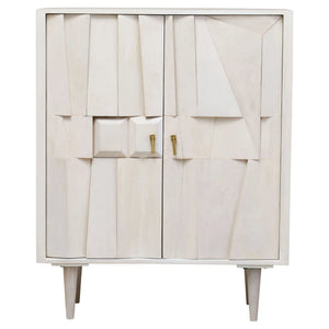 Sita Two Door Whitewash Mango Wood Abstract Cabinet - XShowhome Limited - Xshowhome