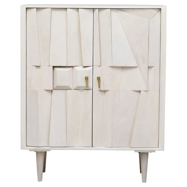 Sita Two Door Whitewash Mango Wood Abstract Cabinet - XShowhome Limited - Xshowhome