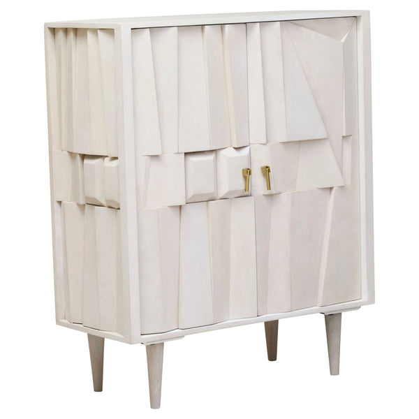 Sita Two Door Whitewash Mango Wood Abstract Cabinet - XShowhome Limited - Xshowhome