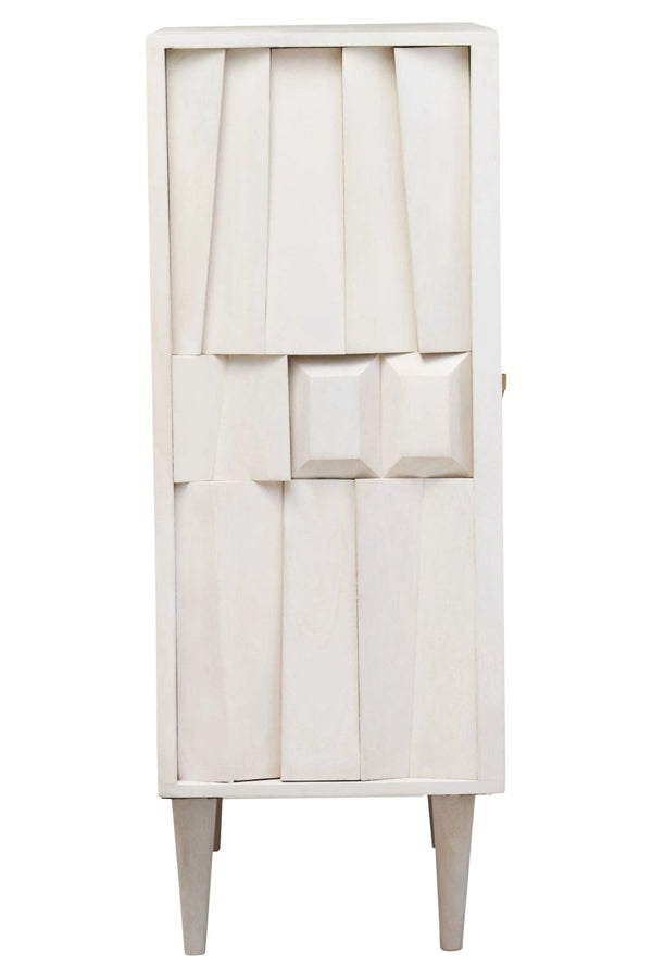 Sita Two Door Whitewash Mango Wood Abstract Cabinet - XShowhome Limited - Xshowhome