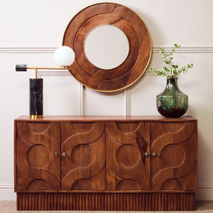 Siva Four Door Mango Wood Hammered Sideboard - Canwell Interiors Limited - Xshowhome