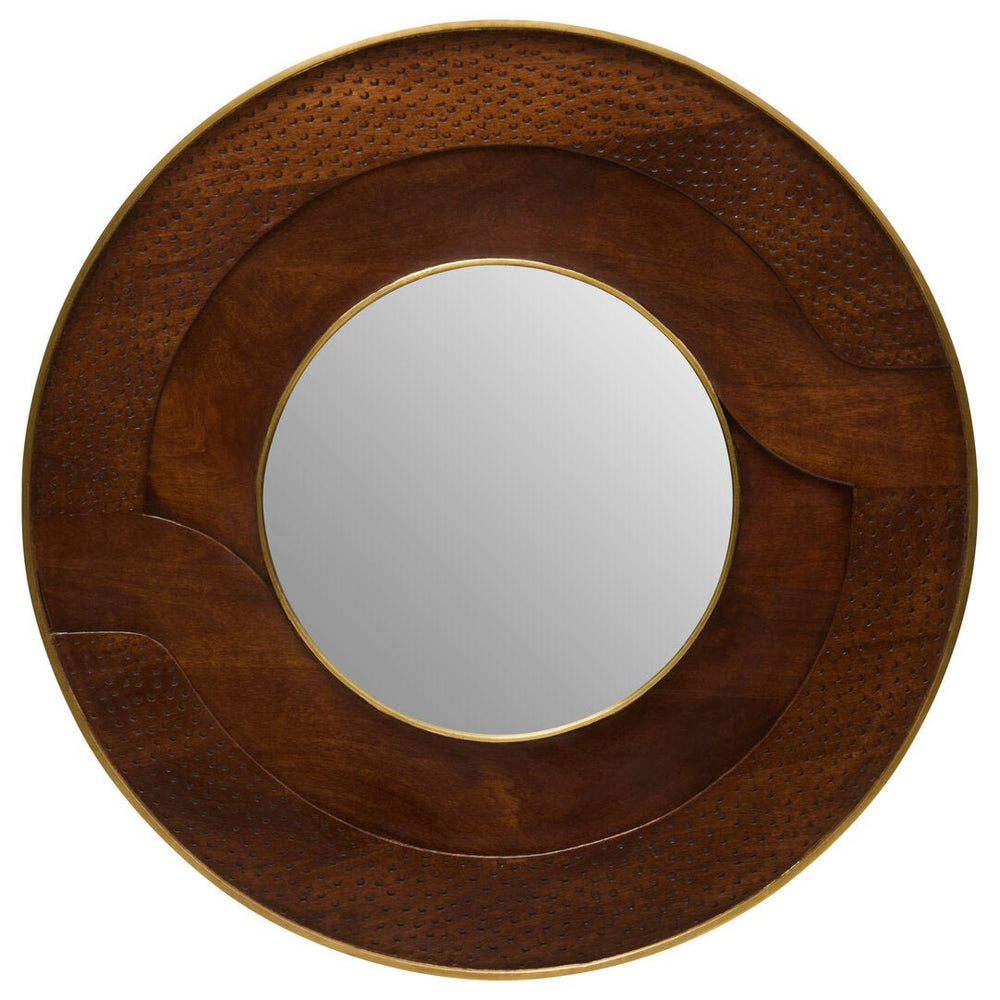Siva Round Mango Wood Hammered Wall Mirror - Canwell Interiors Limited - Xshowhome