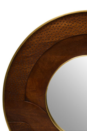 Siva Round Mango Wood Hammered Wall Mirror - Canwell Interiors Limited - Xshowhome