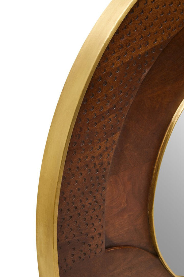 Siva Round Mango Wood Hammered Wall Mirror - Canwell Interiors Limited - Xshowhome