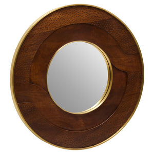 Siva Round Mango Wood Hammered Wall Mirror - Canwell Interiors Limited - Xshowhome