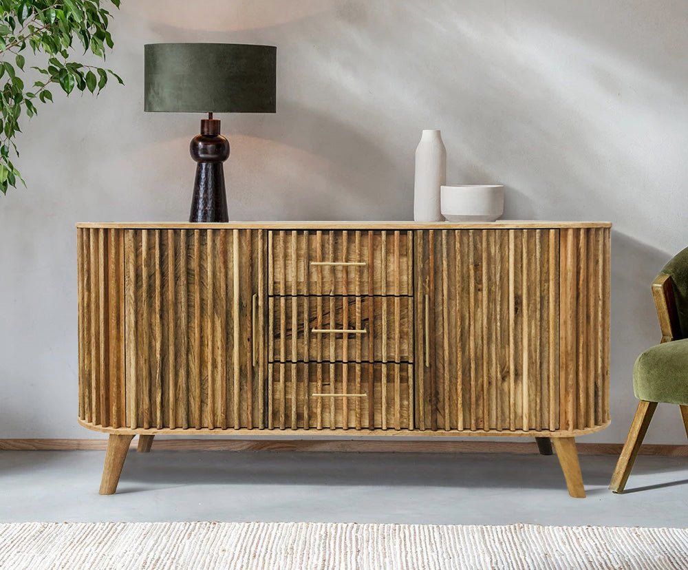 Slatted 2 Door 3 Drawer Sideboard - XShowhome Limited - Jaipur
