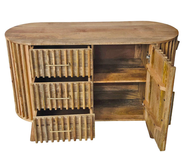 Slatted One Door 3 Drawer Sideboard - XShowhome Limited - Jaipur