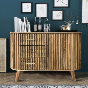 Slatted One Door 3 Drawer Sideboard - XShowhome Limited - Jaipur