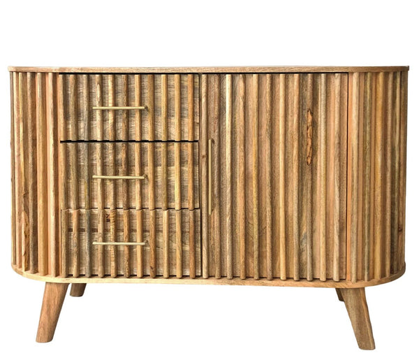 Slatted One Door 3 Drawer Sideboard - XShowhome Limited - Jaipur