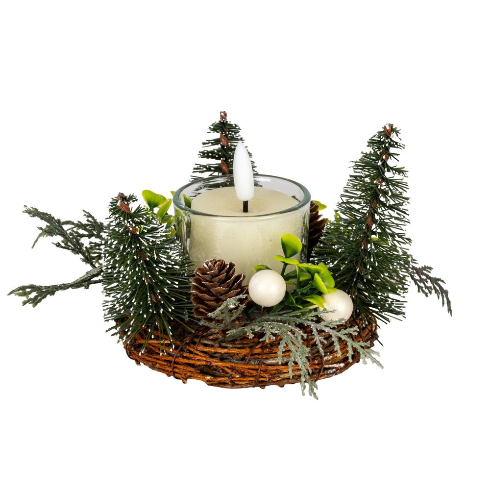 Small Brush Tree Candle Wreath With Berries And Pinecones - Canwell Interiors Limited - Hills