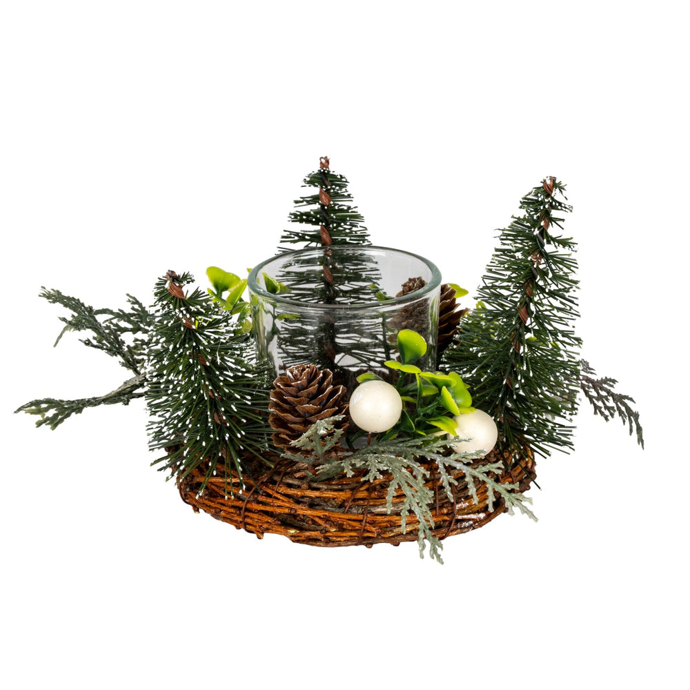 Small Brush Tree Candle Wreath With Berries And Pinecones - Canwell Interiors Limited - Hills