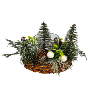 Small Brush Tree Candle Wreath With Berries And Pinecones - Canwell Interiors Limited - Hills