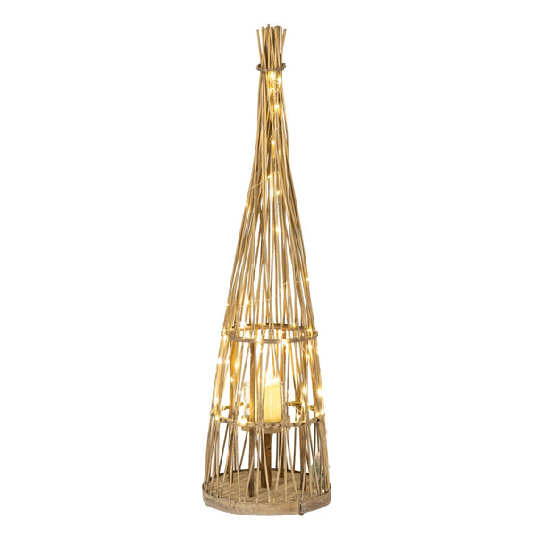 Small Conical Wicker Lantern with Glass Holder & LED Lights - Canwell Interiors Limited - Hills