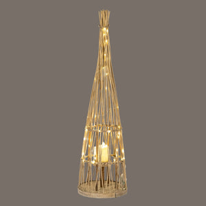 Small Conical Wicker Lantern with Glass Holder & LED Lights - Canwell Interiors Limited - Hills