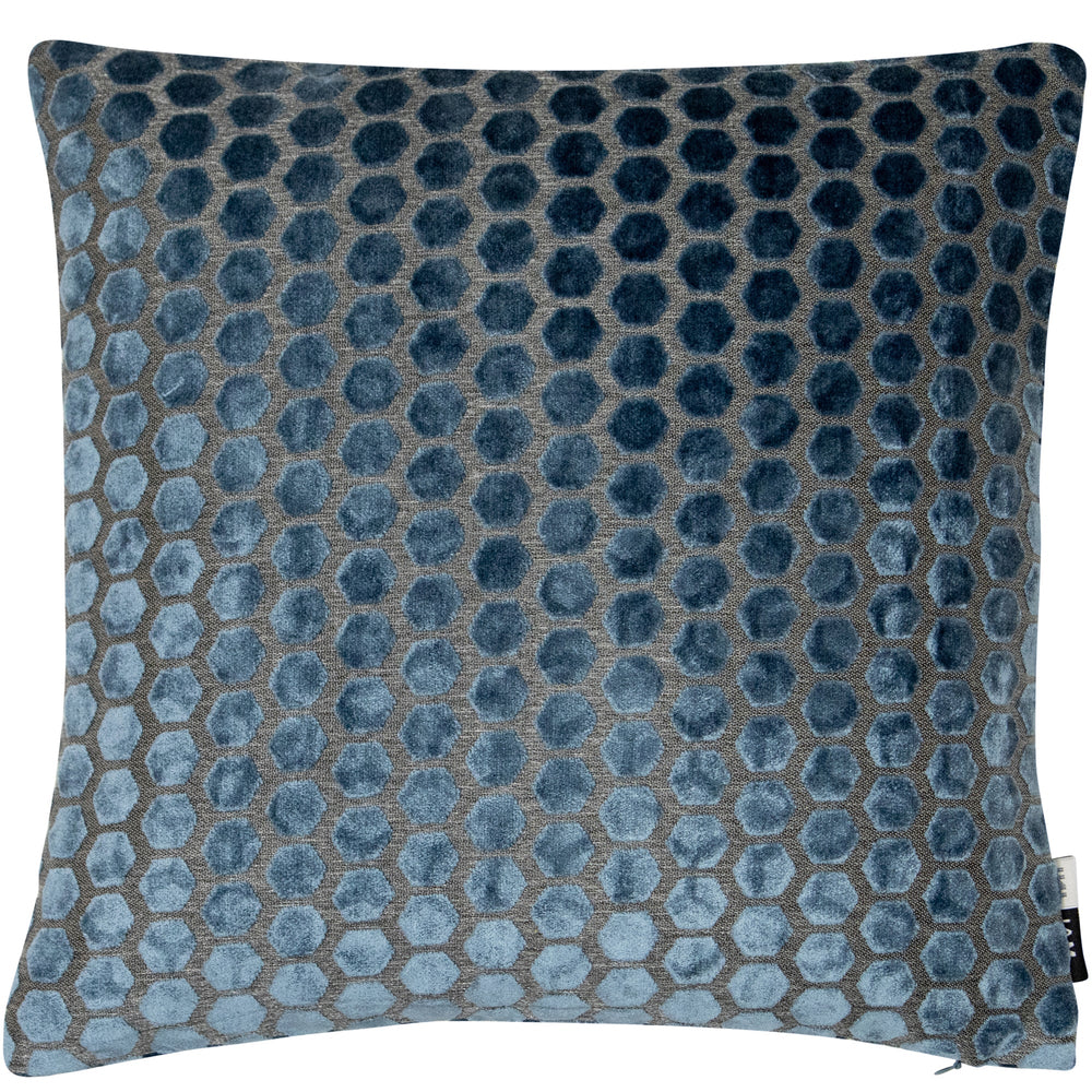 Small Hex Cut Velvet 43x43 Blue - Canwell Interiors Limited - Malini
